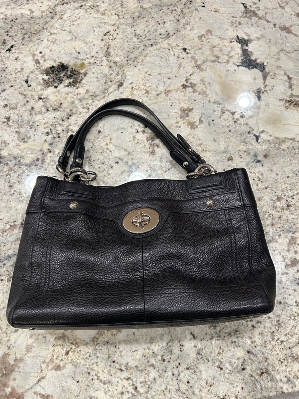 Coach Black Pebbled Leather Turnlock Shoulder Bag - Picture 6 of 6